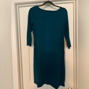 Garnet Hill long sleeved cotton teal dress size small.